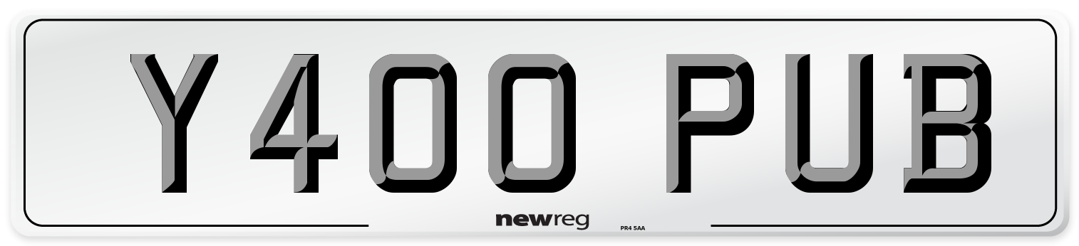 Y400 PUB Number Plate from New Reg